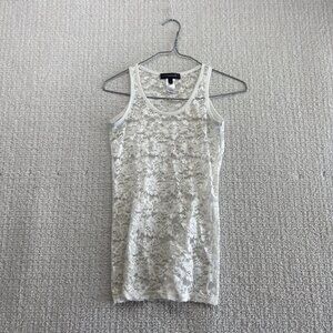 Y2K Candy Couture White Lace Cami Tank Sheer Floral Stretch Women Small Coquette
